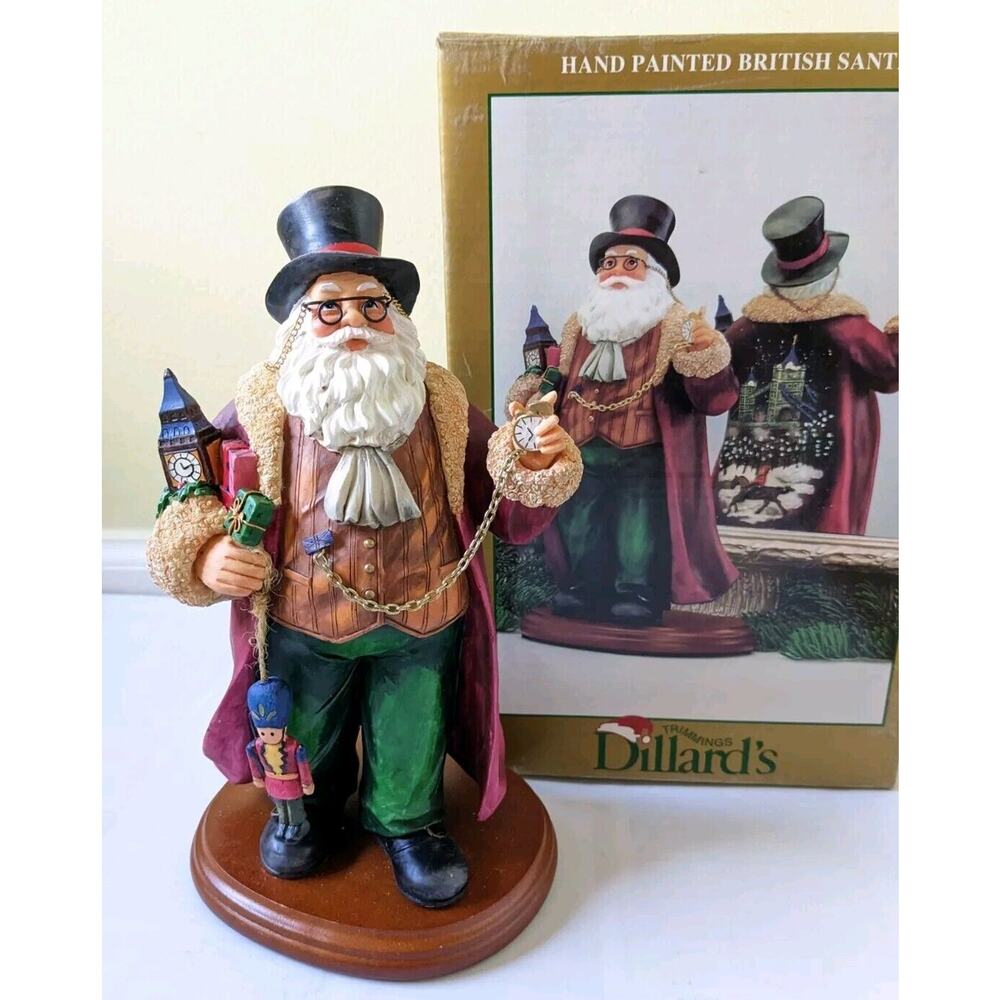 Dillard's Trimmings International British Santa 9" Hand Painted Vintage Vtg